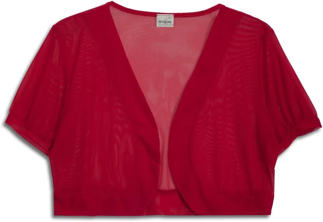 eVogues Sheer Cropped Short Sleeve Bolero Shrug