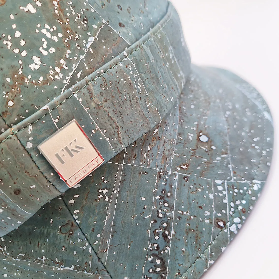 FABRIKK Montecristo Eco Cork Bucket Hat | Aqua Silver | Vegan Hat