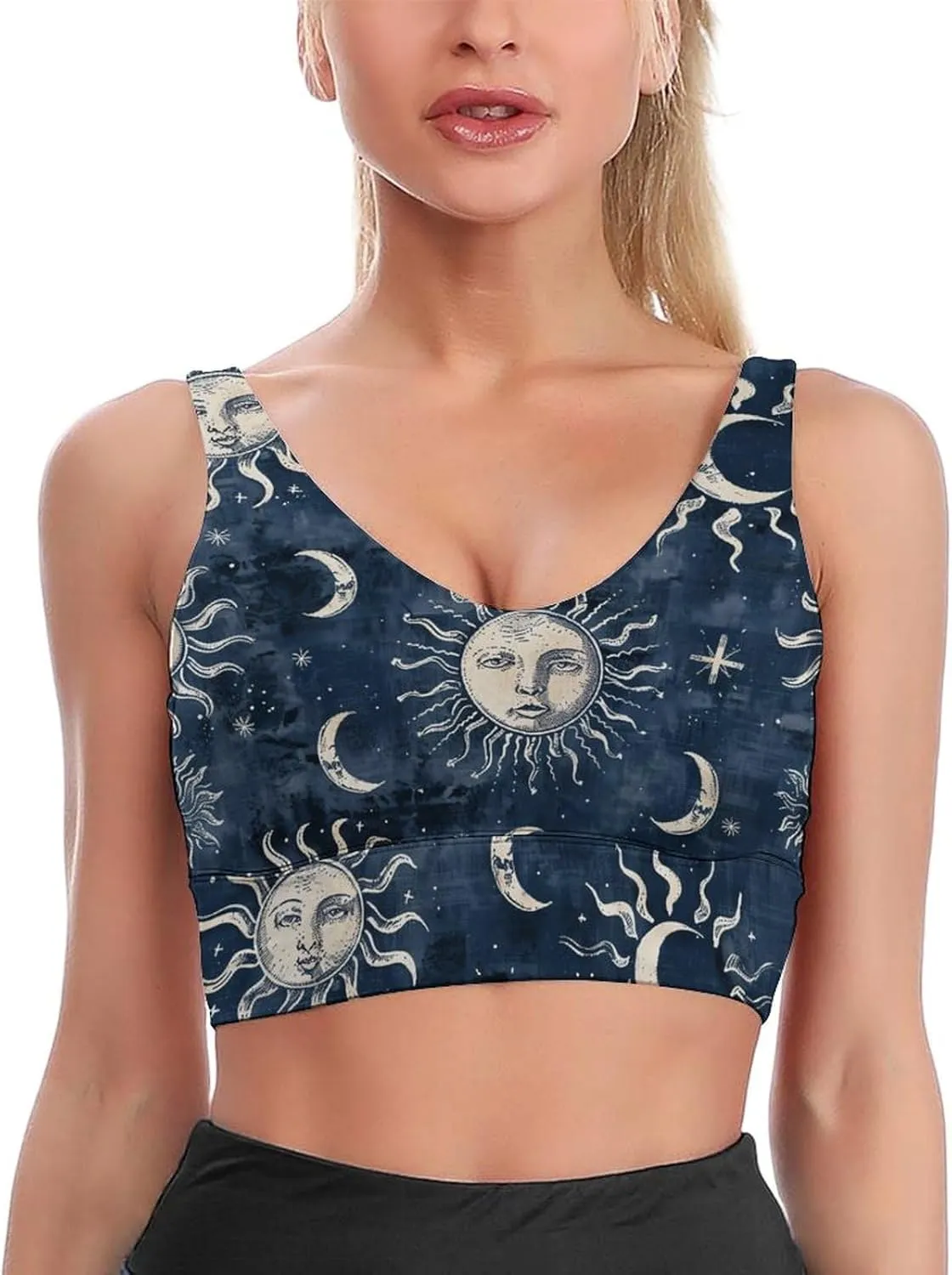 Fairy Ocean Monochrome Print Sports Bras for Women High Support High Impact Sports Bras Supportive