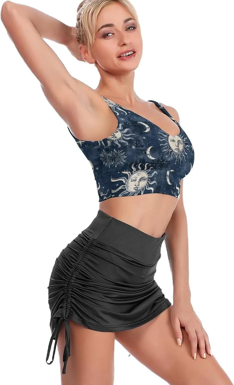 Fairy Ocean Monochrome Print Sports Bras for Women High Support High Impact Sports Bras Supportive