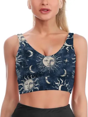Fairy Ocean Monochrome Print Sports Bras for Women High Support High Impact Sports Bras Supportive