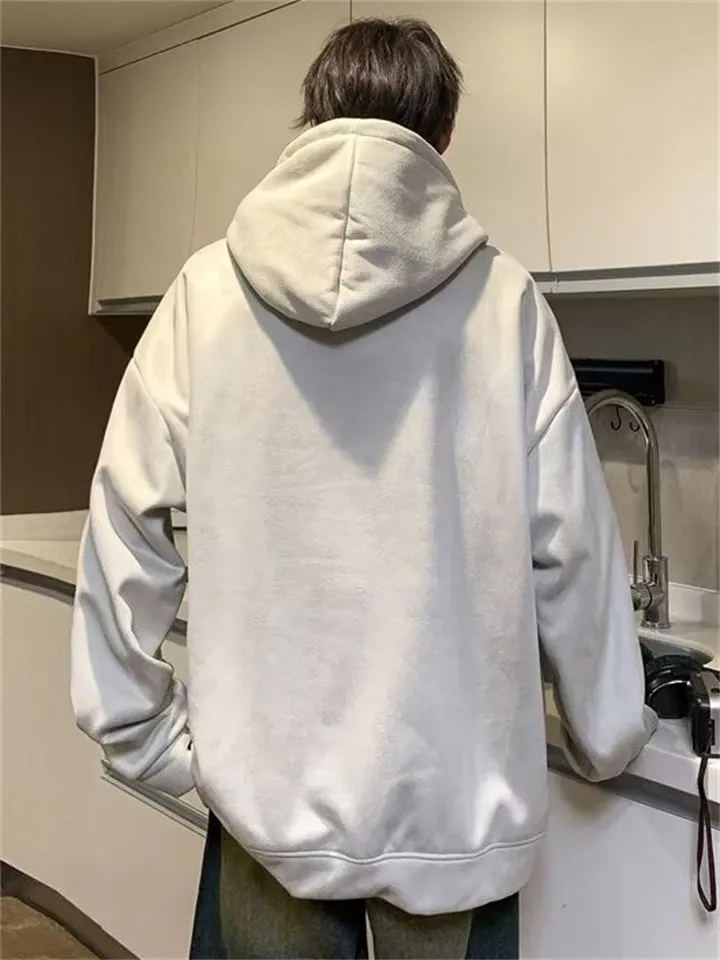 Fake Two-Piece Star Zipper Plush Lining Hoodies for Men
