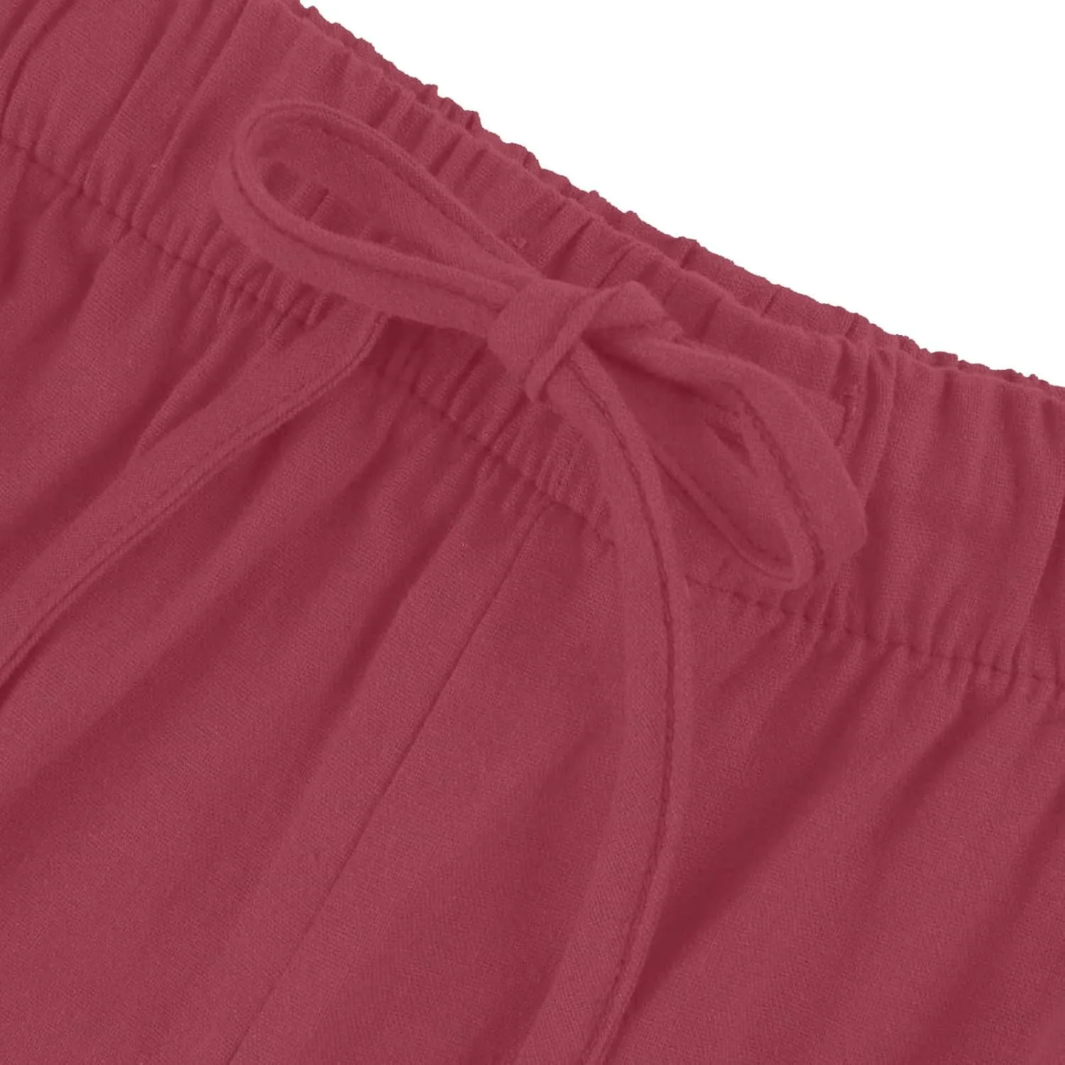 fanmpghleoo Linen Palazzo Pants for Women Casual Wide Leg Linen Pants Summer Drawstring High Waisted Trousers with Pockets