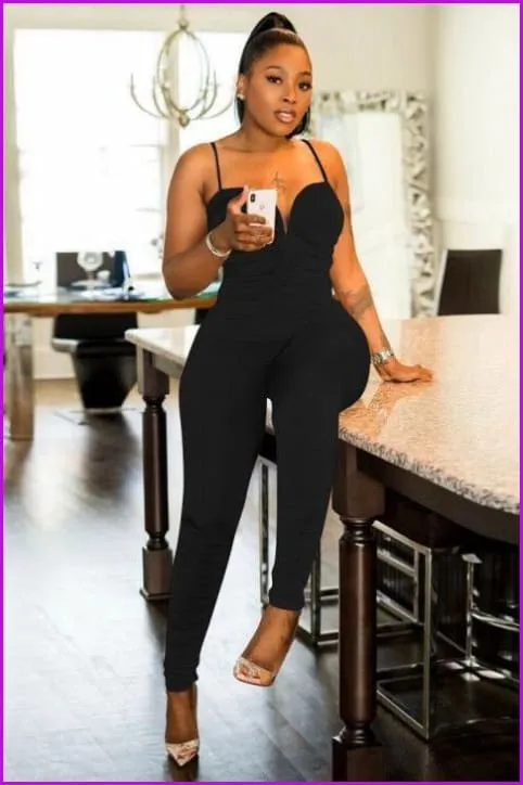 Fashion Design Ruched Spaghrtti Strap Bodycon JumpsuitDE958