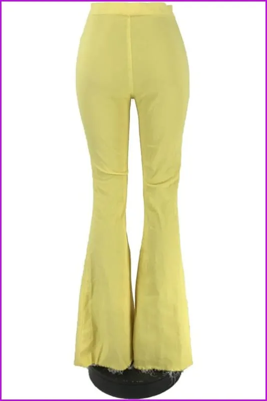 Fashion Hole Pink Flare Pants For WomenDE951