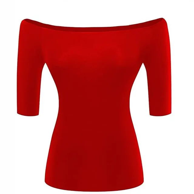 Fashion Woman Blouses 2022 Summer Sexy Elegant Party Vintage Luxury Middle Sleeve Knit Women Tube Off Shoulder Top Black