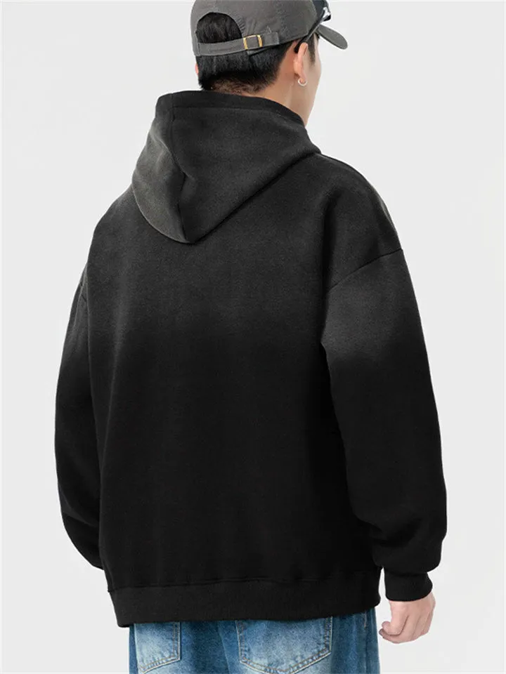 Fashionable Gradient Color Letter Jacquard Hoodies for Men