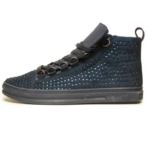 Fiesso Men's Fashion High Top Rhinestones Sneakers Blue FI 2257 Size 8 -13