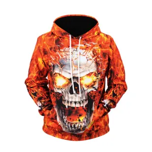 Fire Skull Printed Men's Sweatshirts & Hoodies