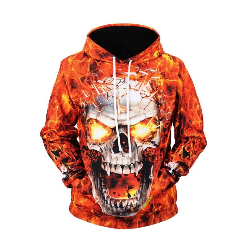 Fire Skull Printed Men's Sweatshirts & Hoodies