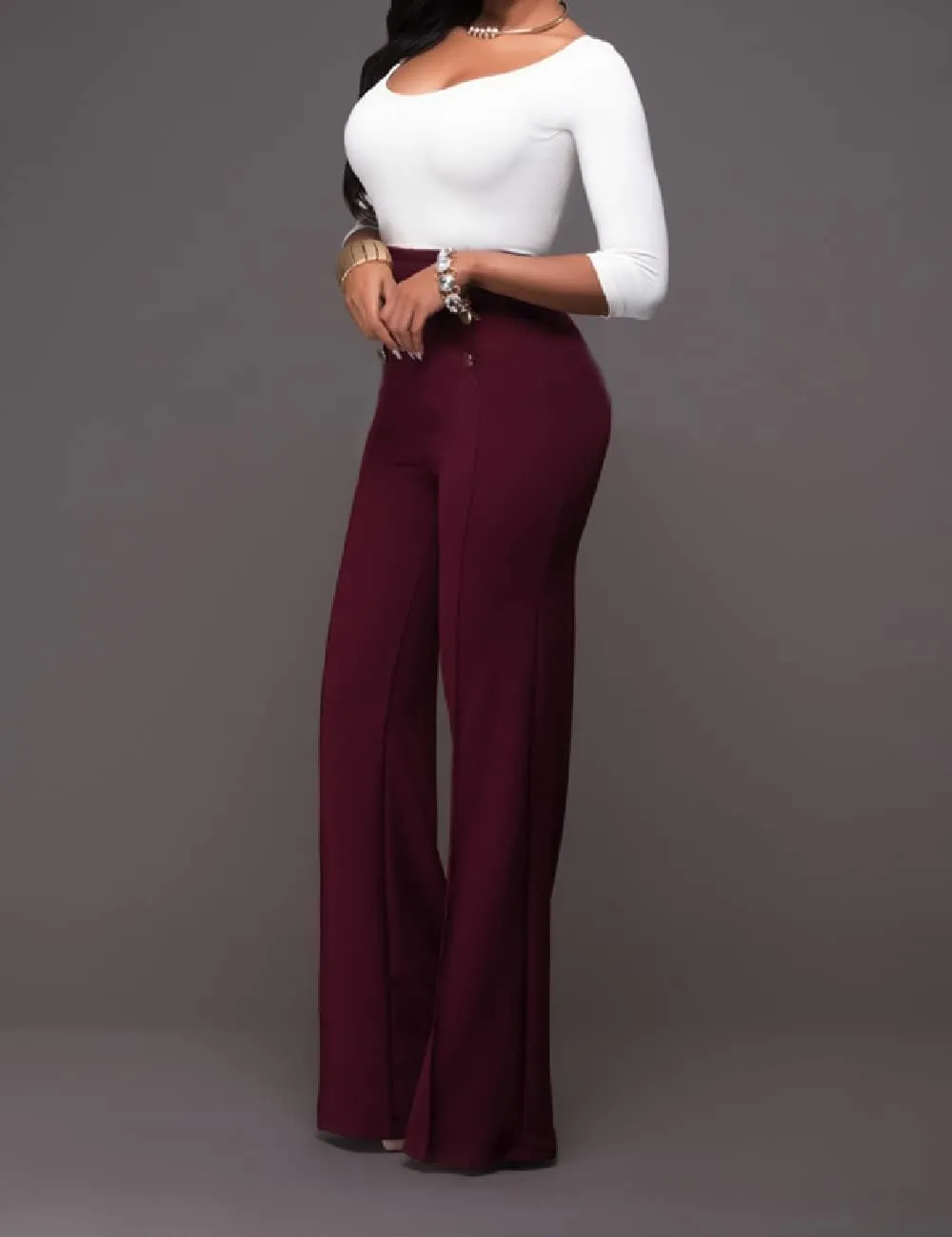 Flare Dress Pants for Women, High Waisted Double Breasted Bell Flare Trousers for Casual Lounge Work Wear