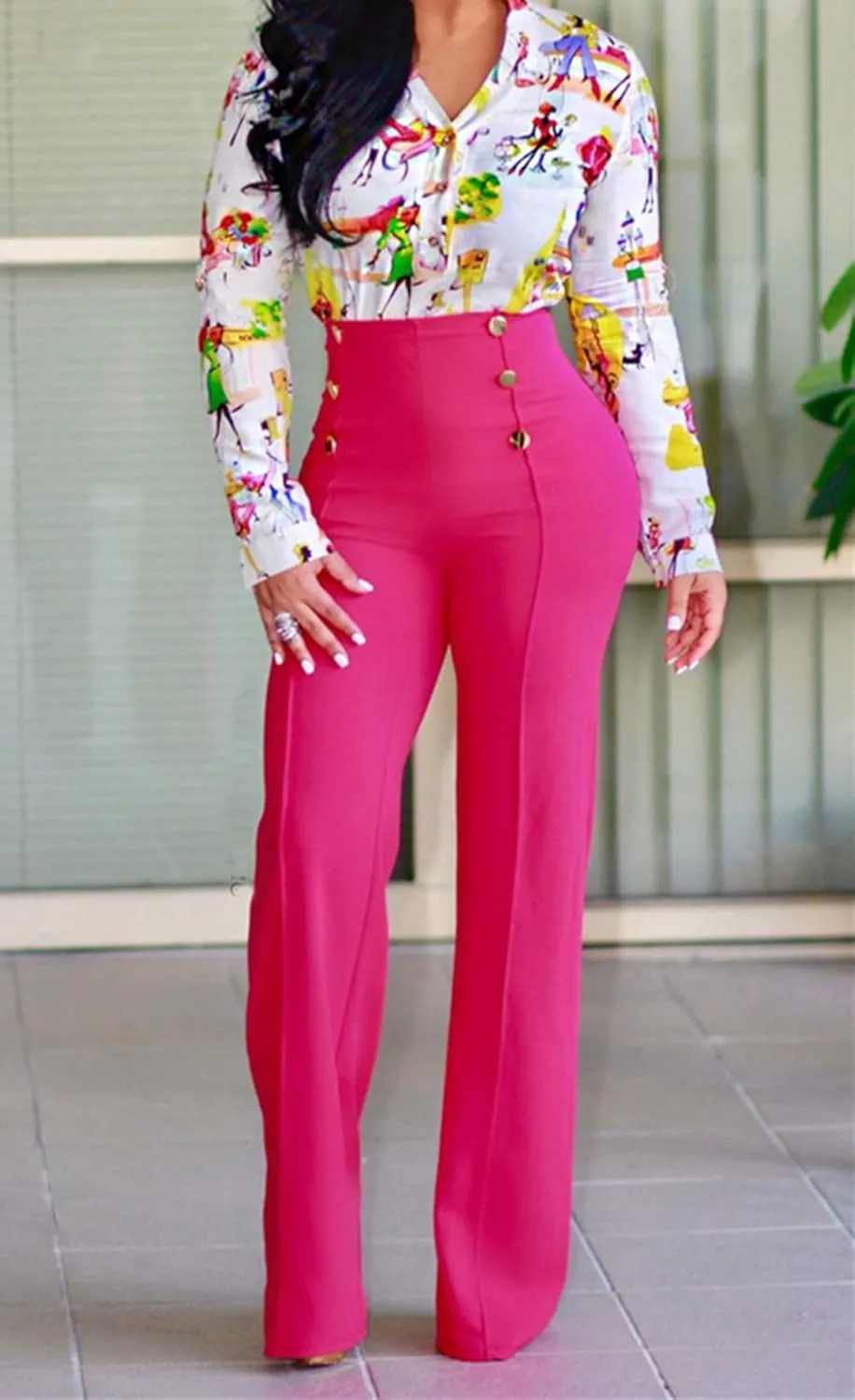 Flare Dress Pants for Women, High Waisted Double Breasted Bell Flare Trousers for Casual Lounge Work Wear