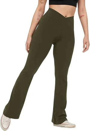 Flare Leggings for Women with Pockets Casual Bottom Palazzo Women's Yoga Pants Tummy Control Flare Leggings Womens