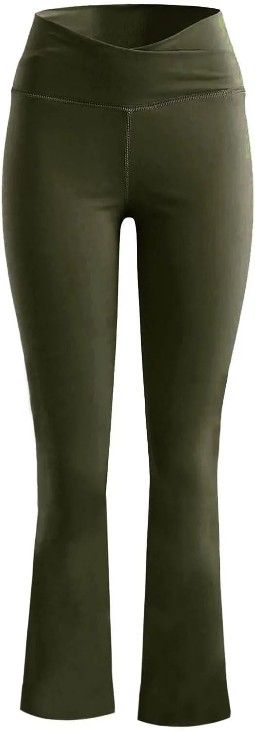 Flare Leggings for Women with Pockets Casual Bottom Palazzo Women's Yoga Pants Tummy Control Flare Leggings Womens