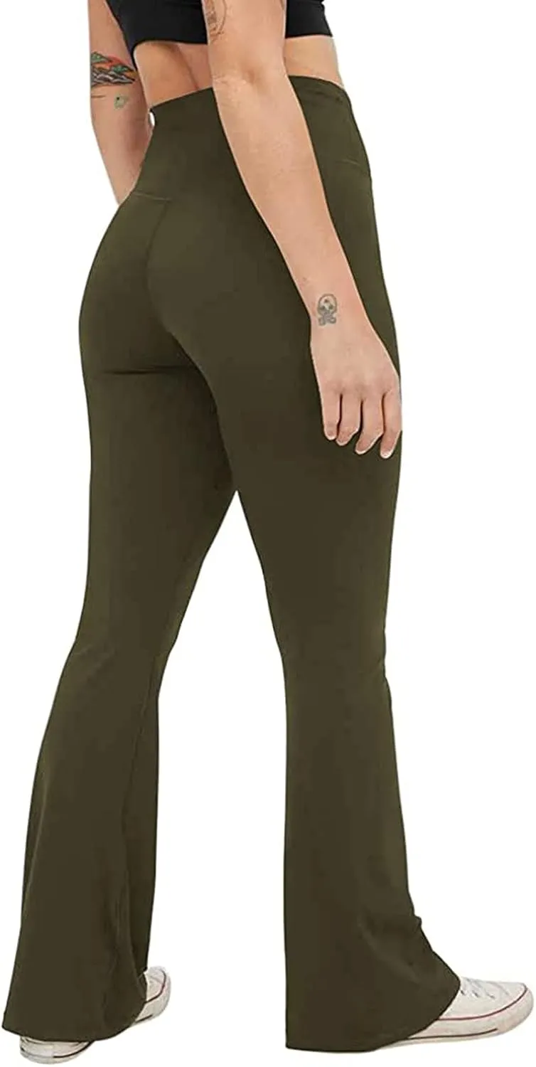 Flare Leggings for Women with Pockets Casual Bottom Palazzo Women's Yoga Pants Tummy Control Flare Leggings Womens