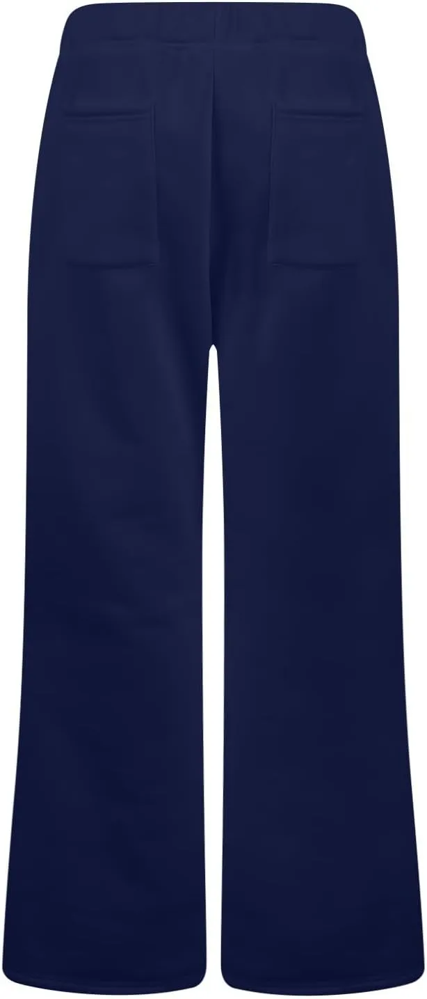 Flare Wide Leg Sweatpants Women Fleece Drawstring Low Rise Jogger Pants Cute Bell Bottom Sweat Pants with Pockets