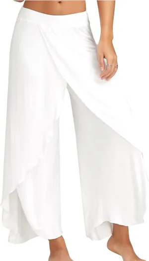 Flowy Split Yoga Pants for Women High Slit Harem Pants Plus Size Wide Leg Lounge Pants Summer Beach Loose Trousers
