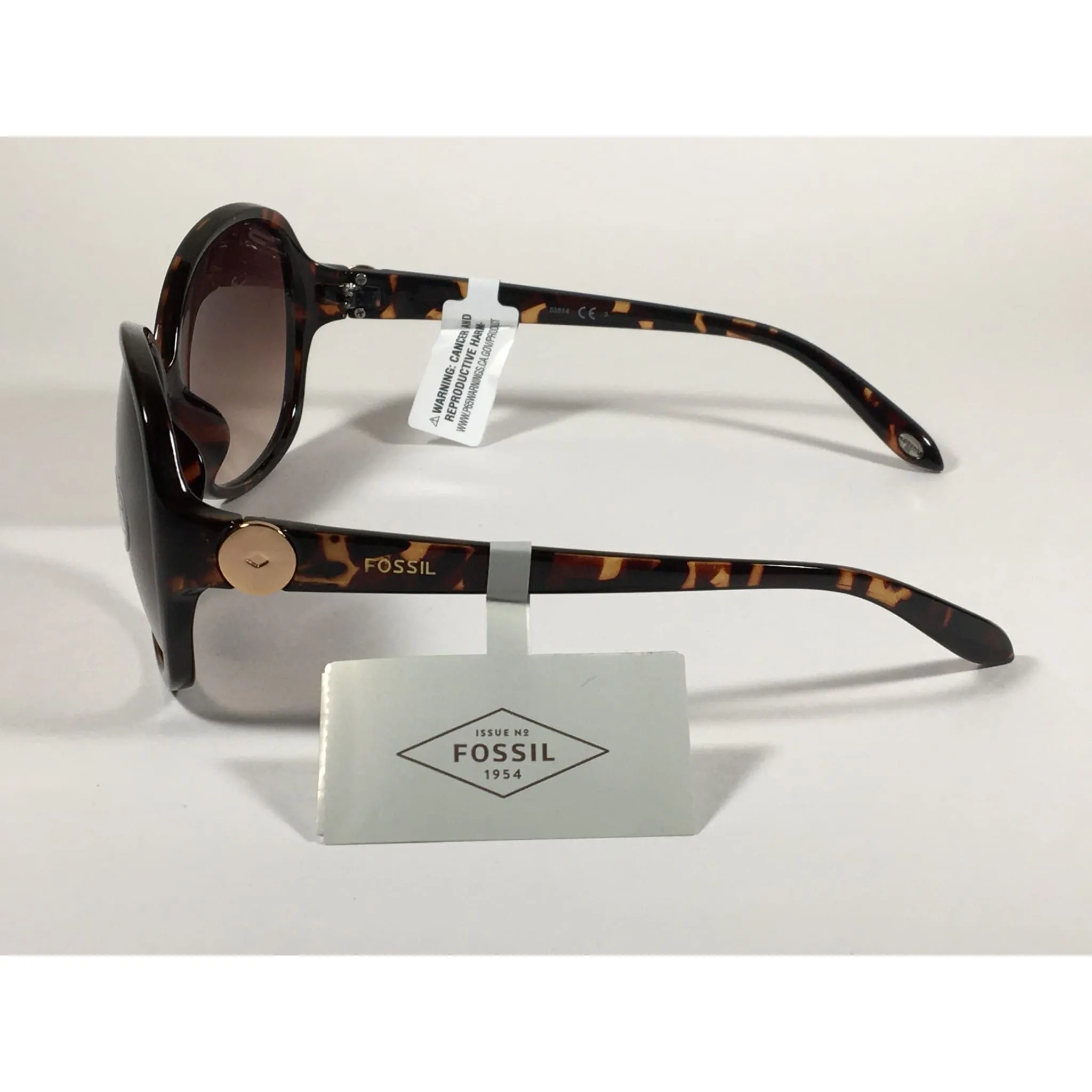 Fossil Oversized Sunglasses Brown Tortoise Brown Gradient Lens FW16