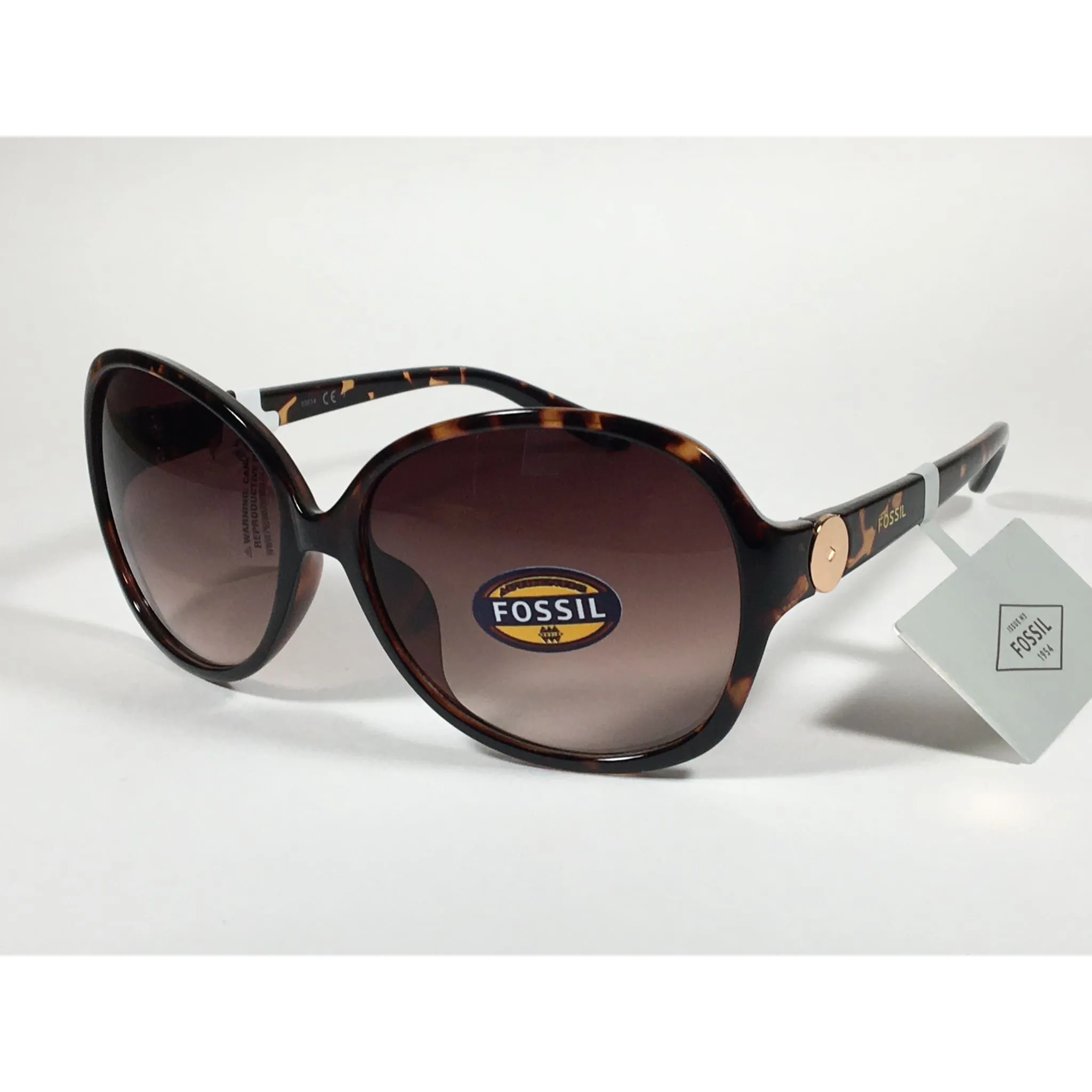 Fossil Oversized Sunglasses Brown Tortoise Brown Gradient Lens FW16