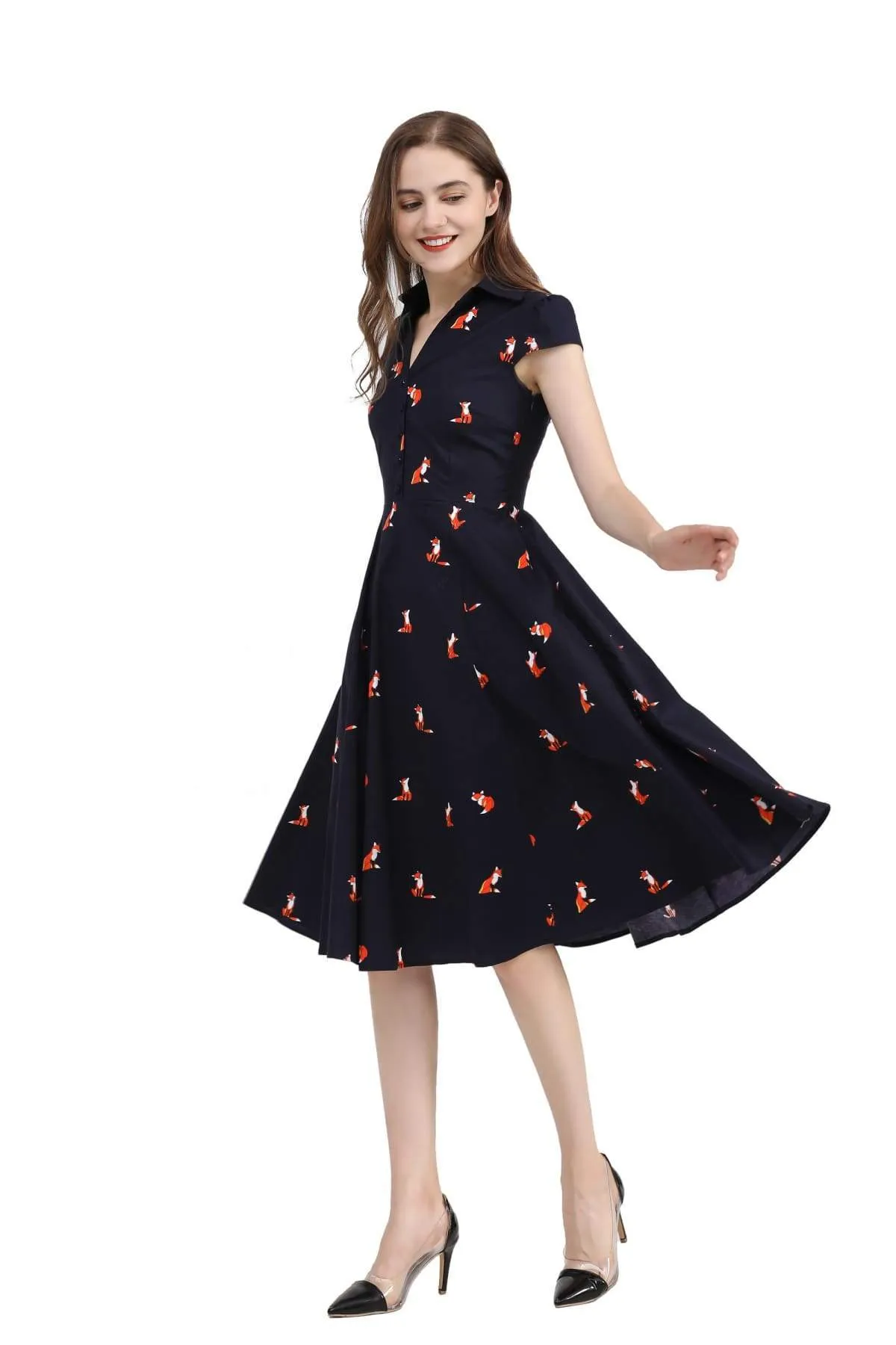 Foxy Lady Collared Vintage T Shirt Cotton Dress