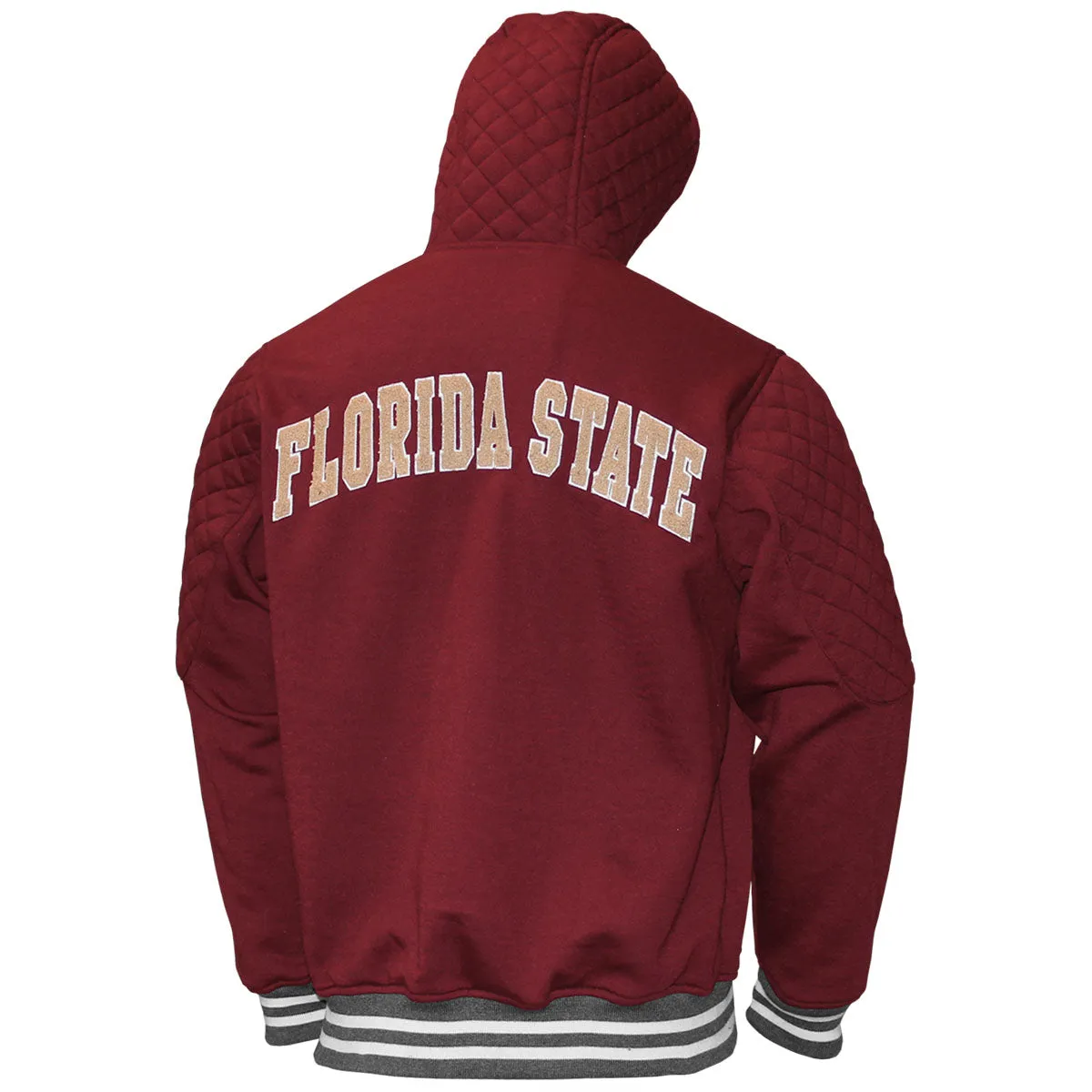 Franchise Men's Stacked FSU/Florida State Chenille Applique Design Hooded Jacket - Garnet