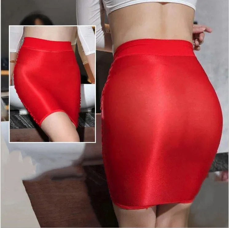 FREEAUCE Sexy Black Wrap Mini Pencil See Through Skirt for Women