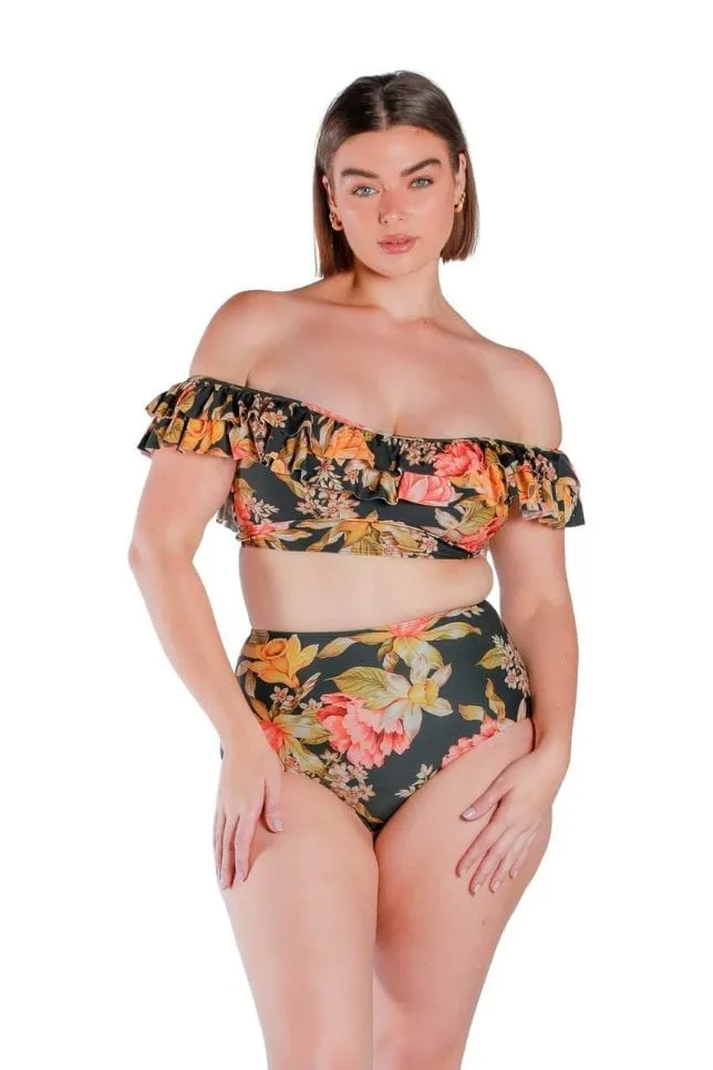 Frenchy Black Double Frill Bikini Top