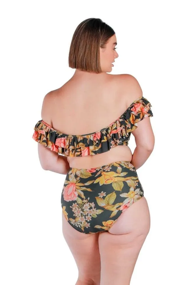 Frenchy Black Double Frill Bikini Top