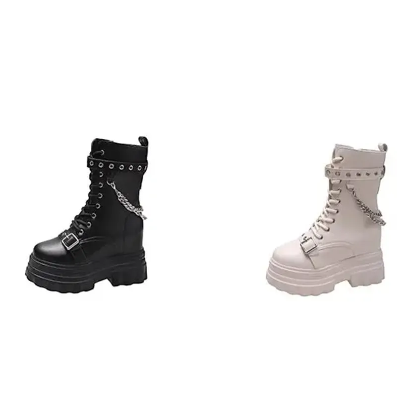 Funki Buys | Boots | Women's Gothic Round Toe Chunky Boots