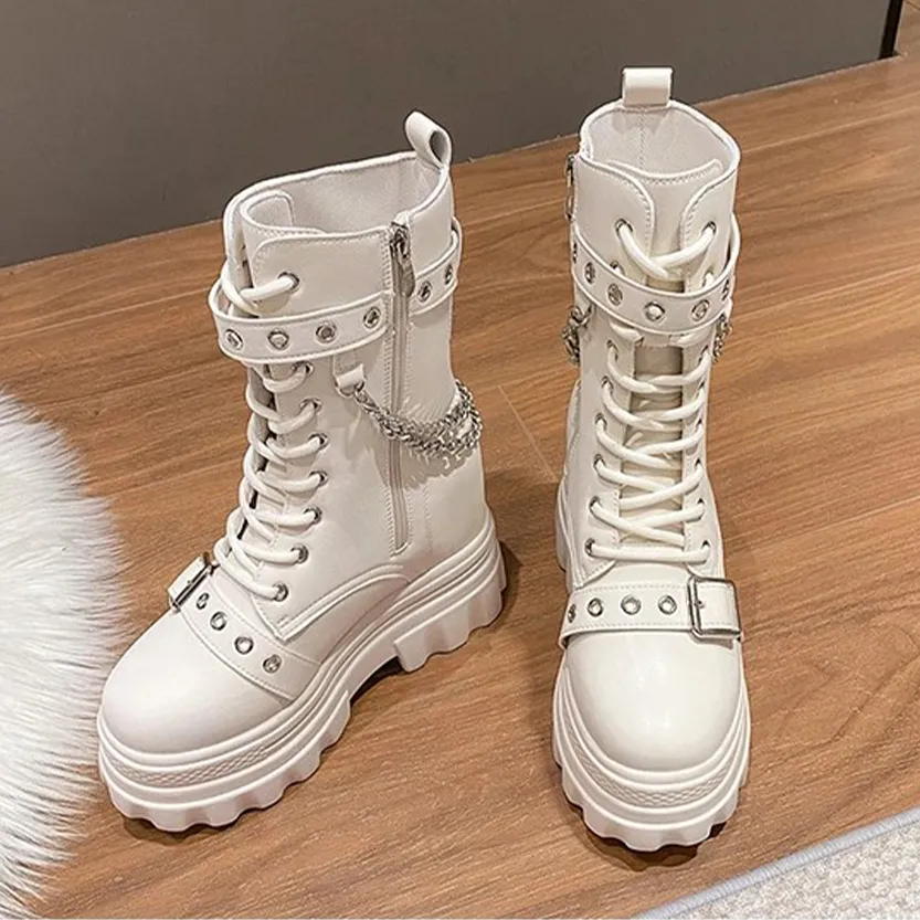 Funki Buys | Boots | Women's Gothic Round Toe Chunky Boots
