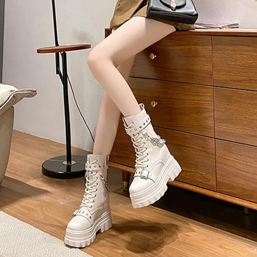 Funki Buys | Boots | Women's Gothic Round Toe Chunky Boots