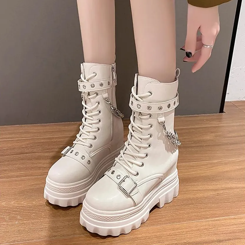 Funki Buys | Boots | Women's Gothic Round Toe Chunky Boots