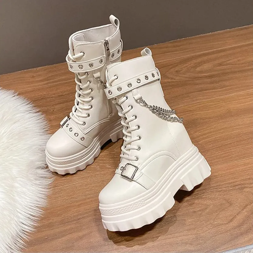Funki Buys | Boots | Women's Gothic Round Toe Chunky Boots