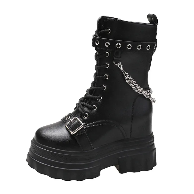 Funki Buys | Boots | Women's Gothic Round Toe Chunky Boots
