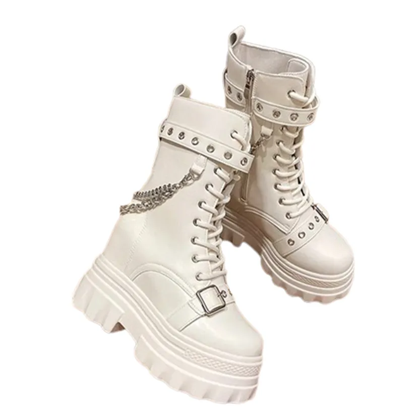 Funki Buys | Boots | Women's Gothic Round Toe Chunky Boots