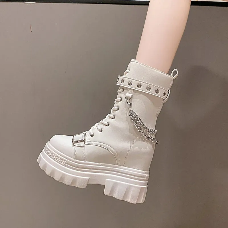 Funki Buys | Boots | Women's Gothic Round Toe Chunky Boots