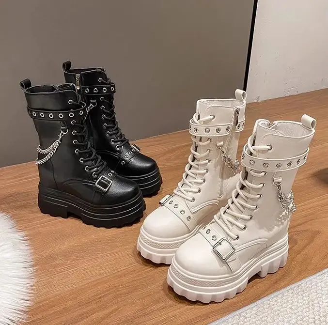 Funki Buys | Boots | Women's Gothic Round Toe Chunky Boots