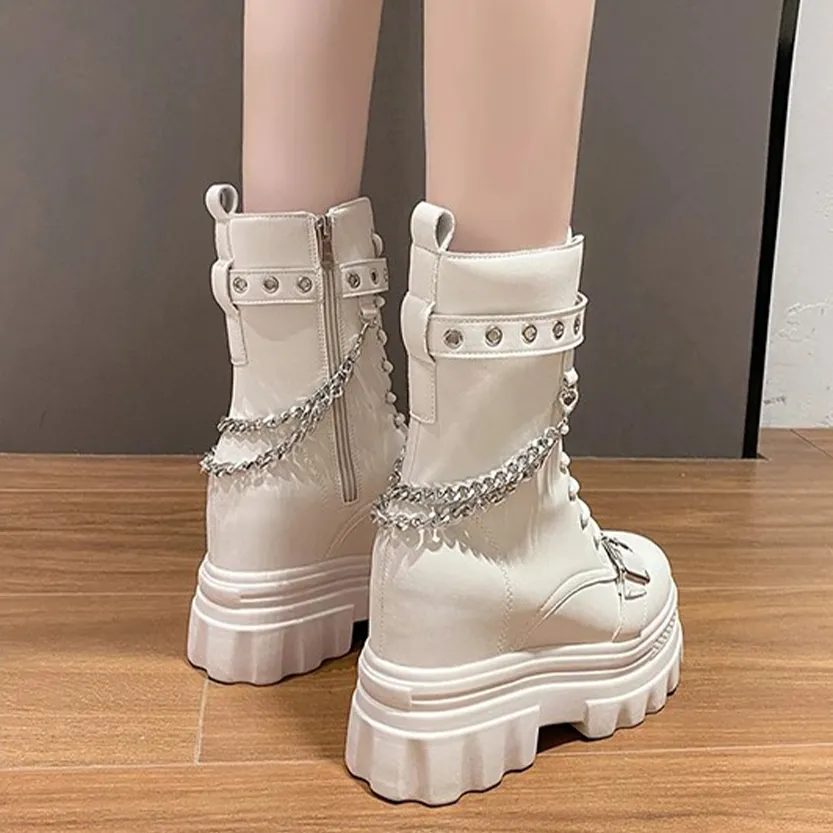 Funki Buys | Boots | Women's Gothic Round Toe Chunky Boots