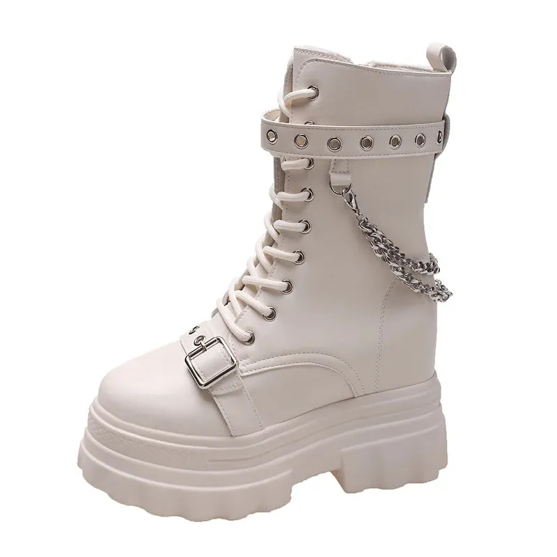 Funki Buys | Boots | Women's Gothic Round Toe Chunky Boots
