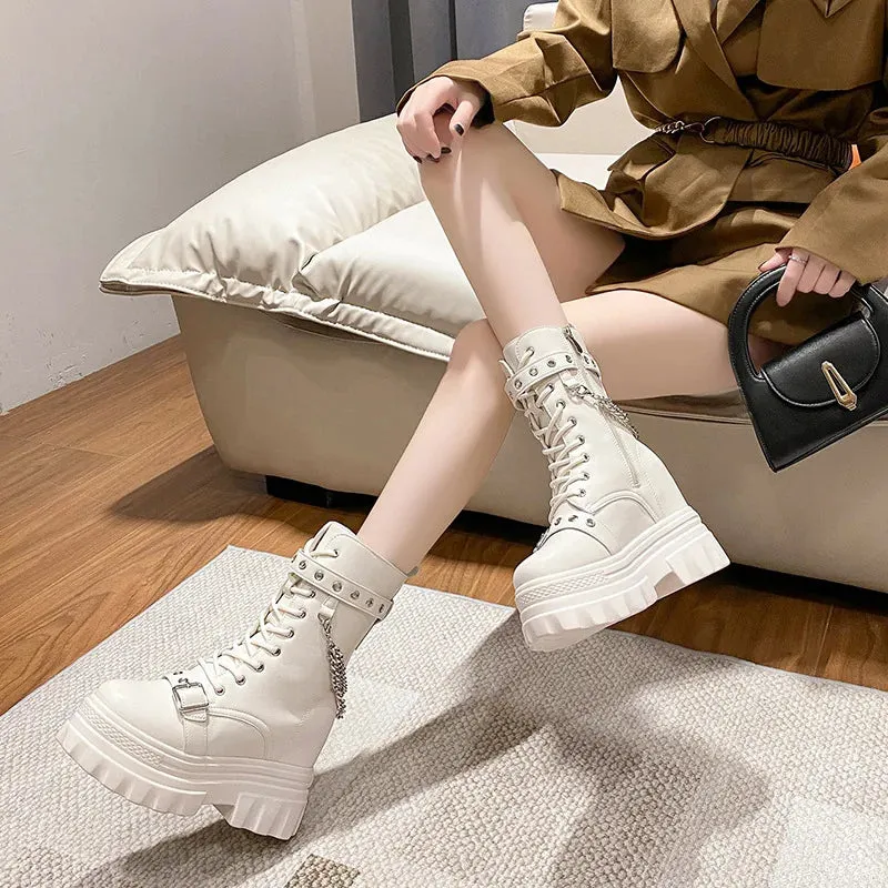 Funki Buys | Boots | Women's Gothic Round Toe Chunky Boots