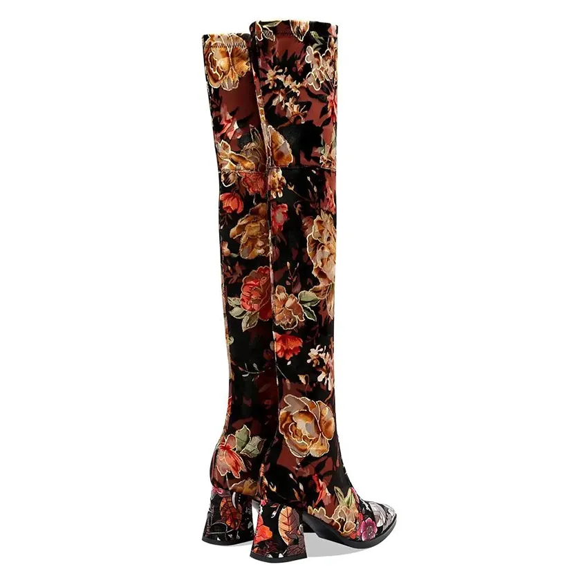Funki Buys | Boots | Women's Over Knee Flower Embroider Boot