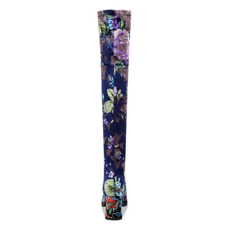 Funki Buys | Boots | Women's Over Knee Flower Embroider Boot