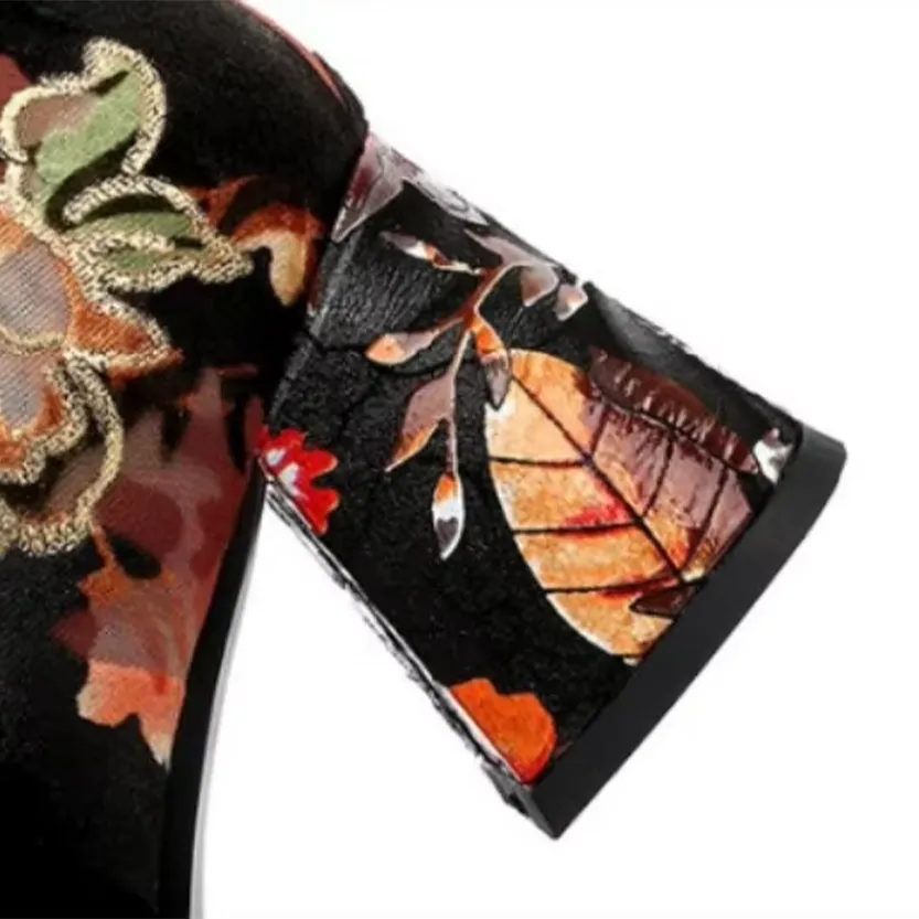 Funki Buys | Boots | Women's Over Knee Flower Embroider Boot
