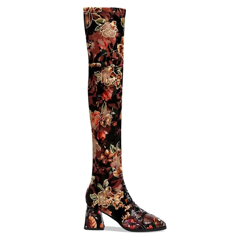 Funki Buys | Boots | Women's Over Knee Flower Embroider Boot