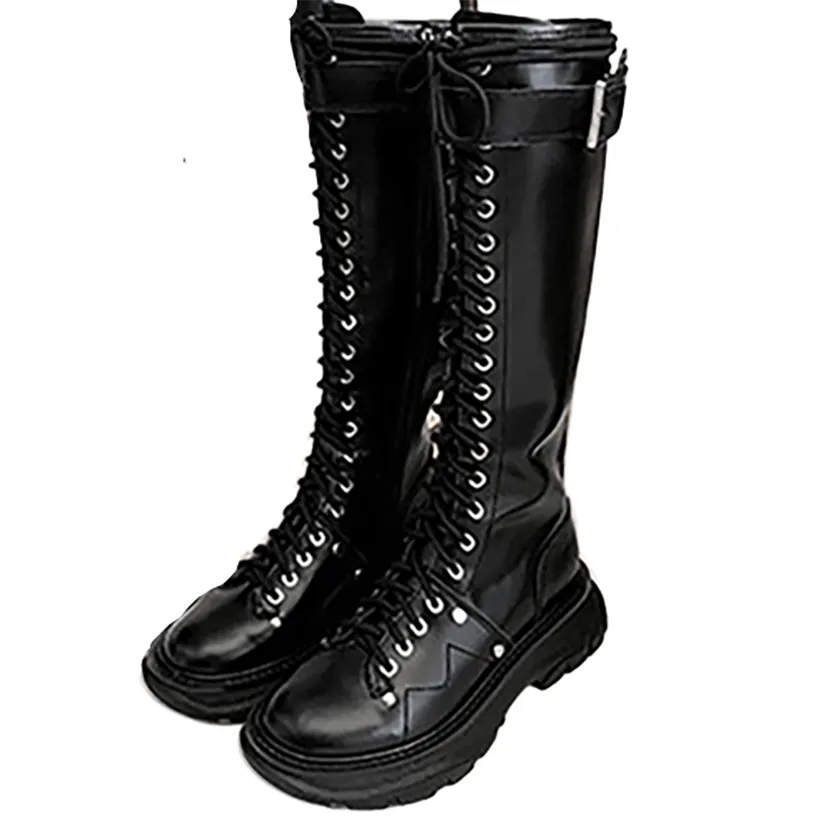 Funki Buys | Boots | Women's White Knee High Lace Up Boots