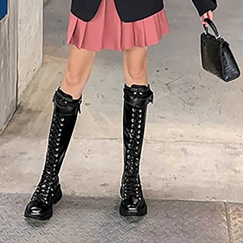 Funki Buys | Boots | Women's White Knee High Lace Up Boots