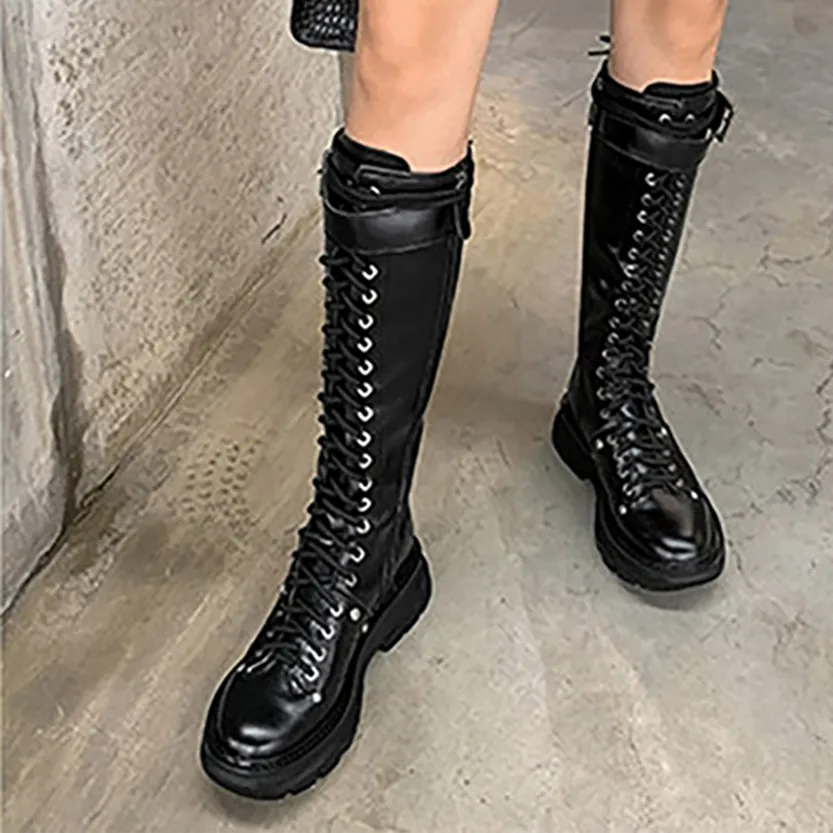 Funki Buys | Boots | Women's White Knee High Lace Up Boots