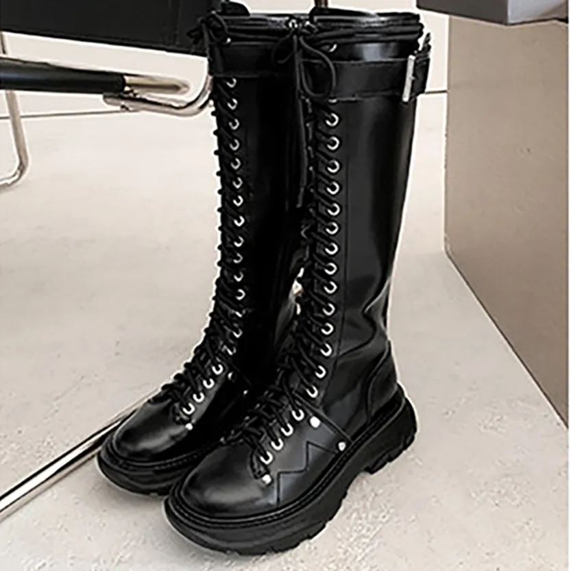 Funki Buys | Boots | Women's White Knee High Lace Up Boots