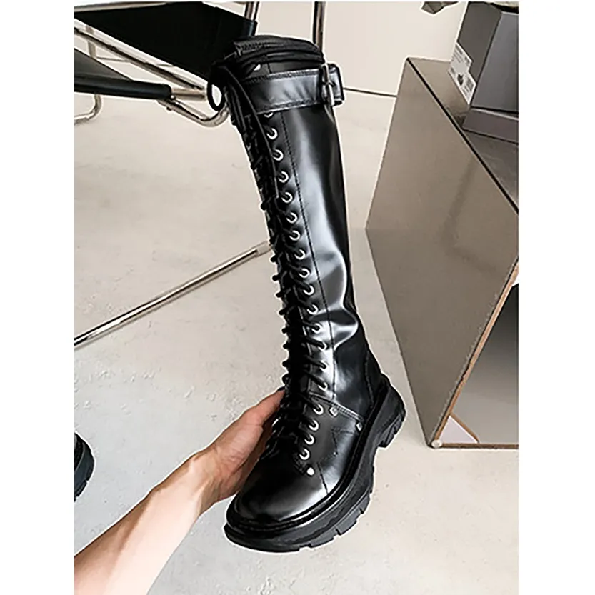 Funki Buys | Boots | Women's White Knee High Lace Up Boots