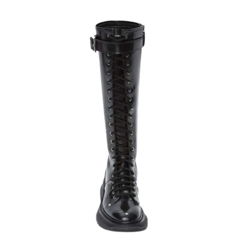 Funki Buys | Boots | Women's White Knee High Lace Up Boots